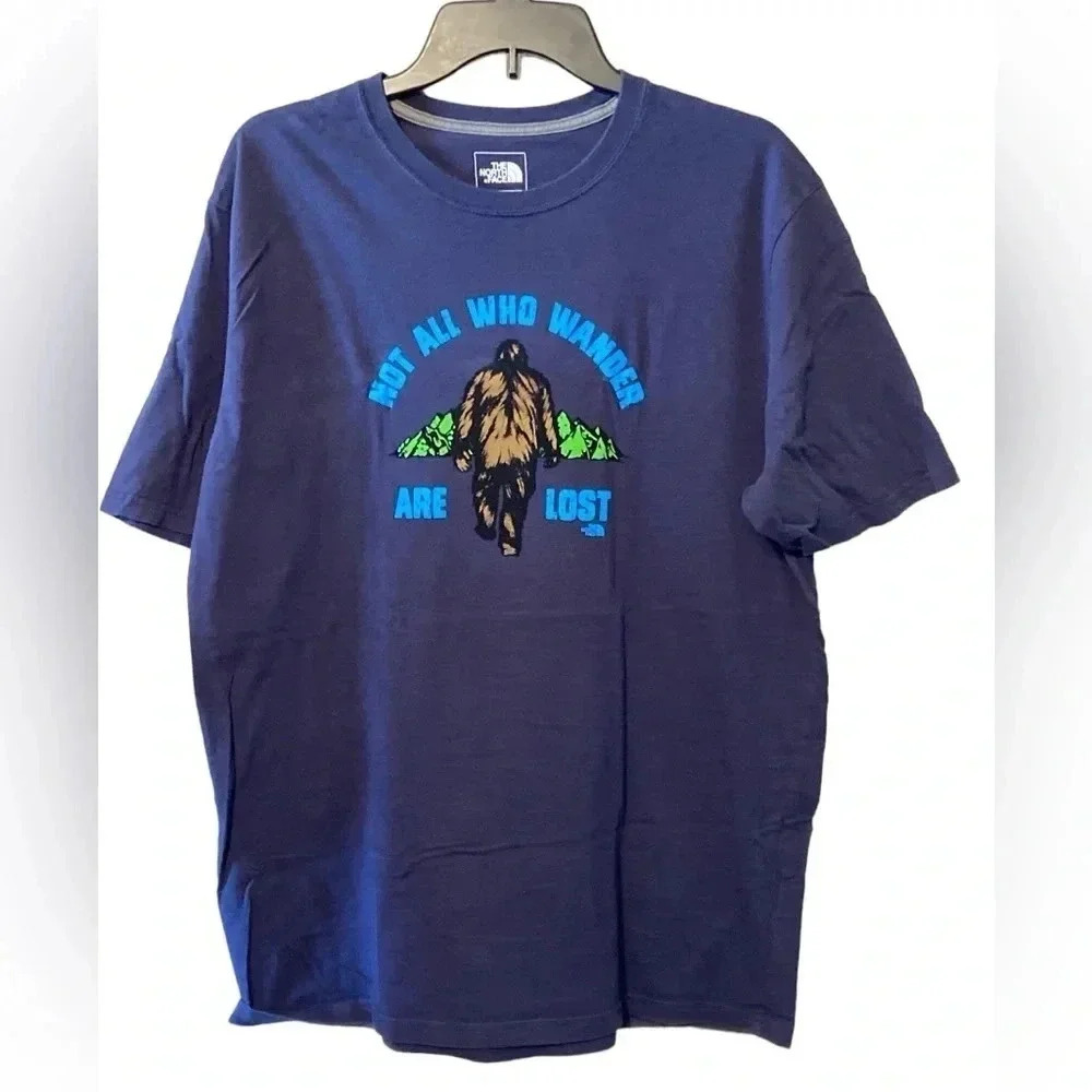 The North Face Navy Blue Graphic Short Sleeve Tee - 'Not All Who Wander'